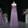 Appliqué Beaded A-Line Gown | Strapless | Scarf Overlay