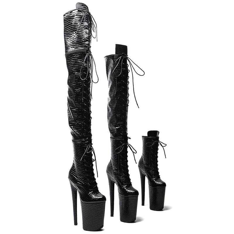 3-in-1 Convertible Thigh-High Platform Boots – 9-Inch Extreme Heel