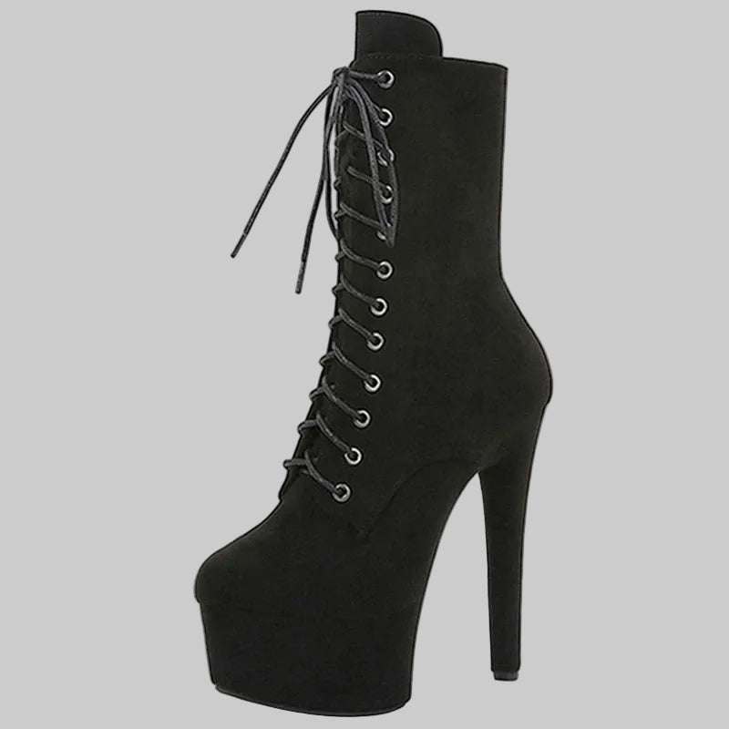 "The Siren" Extreme Platform Lace-Up Ankle Boots - 20cm Heel, 10cm Platform