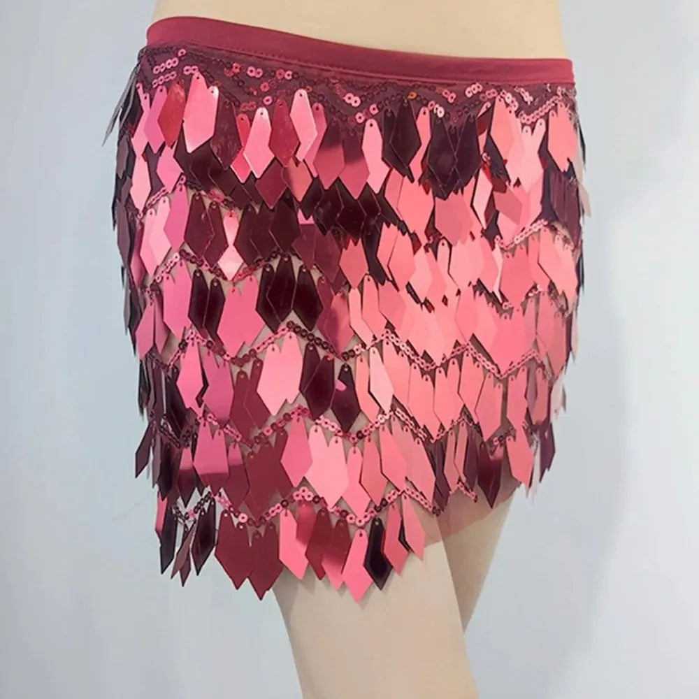 Fish Scale Paillette Wrap Mini Skirt | Holographic Sequin | Festival & Go-Go | 6 Colours