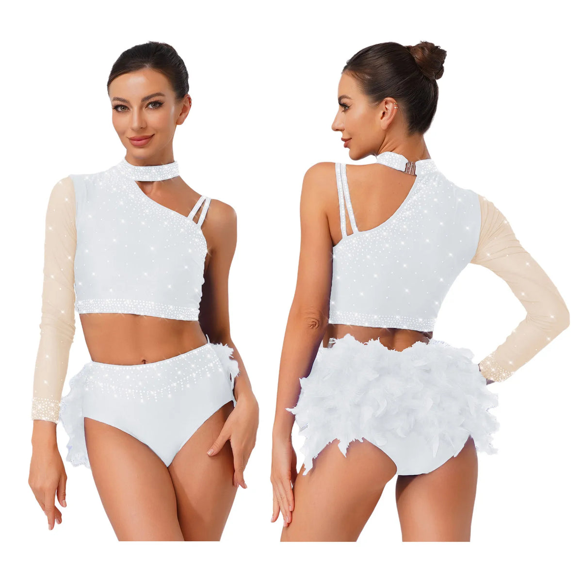 Latin Dance Set | Rhinestones & Faux Feathers