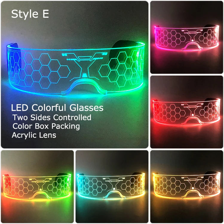 LED Acrylic Visor Glasses | 12-Mode Light-Up Rave Eyewear