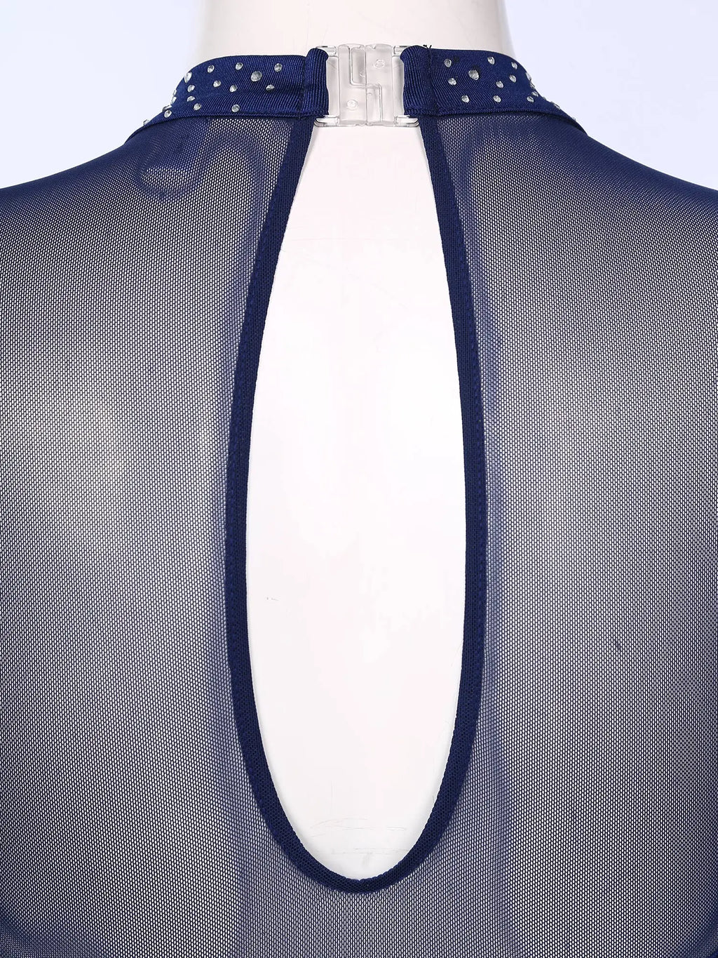 Women's Rhinestone Sheer Mesh Dance Jumpsuit | Mock Neck & Keyhole Back | Figure Skating & Performance