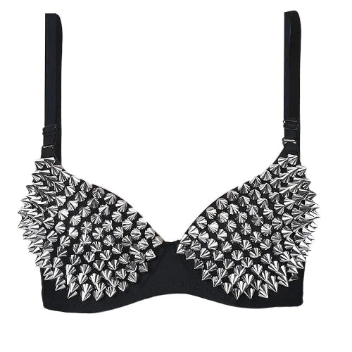 Spike Stud Rhinestone Bra Top | Punk Stage Costume