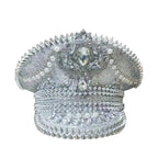 Crystal Rhinestone Captain Hat | Steampunk Pearl | Silver