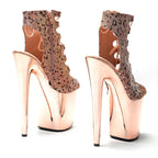 20cm Leopard Platform Pole Dancing Ankle Boots - 8 Inch High Heels
