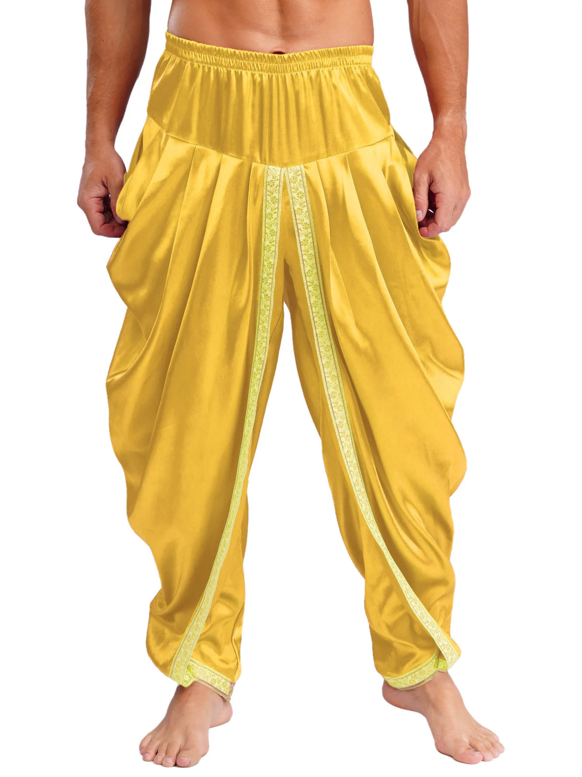 Men's Satin Dhoti Pants | Draped | Elastic Waist