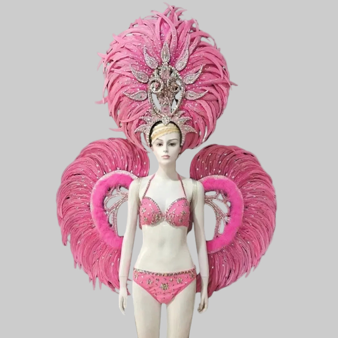 Feather Headdress & Wings Set - Handcrafted Carnival Performance Costume
