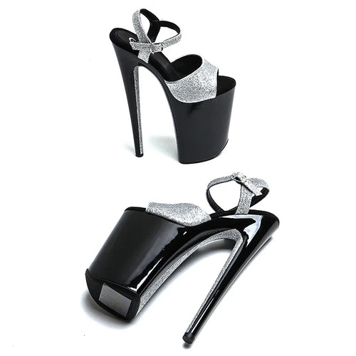 23cm Glitter Platform Sandals - Trendy Fashion Party Dance Heels