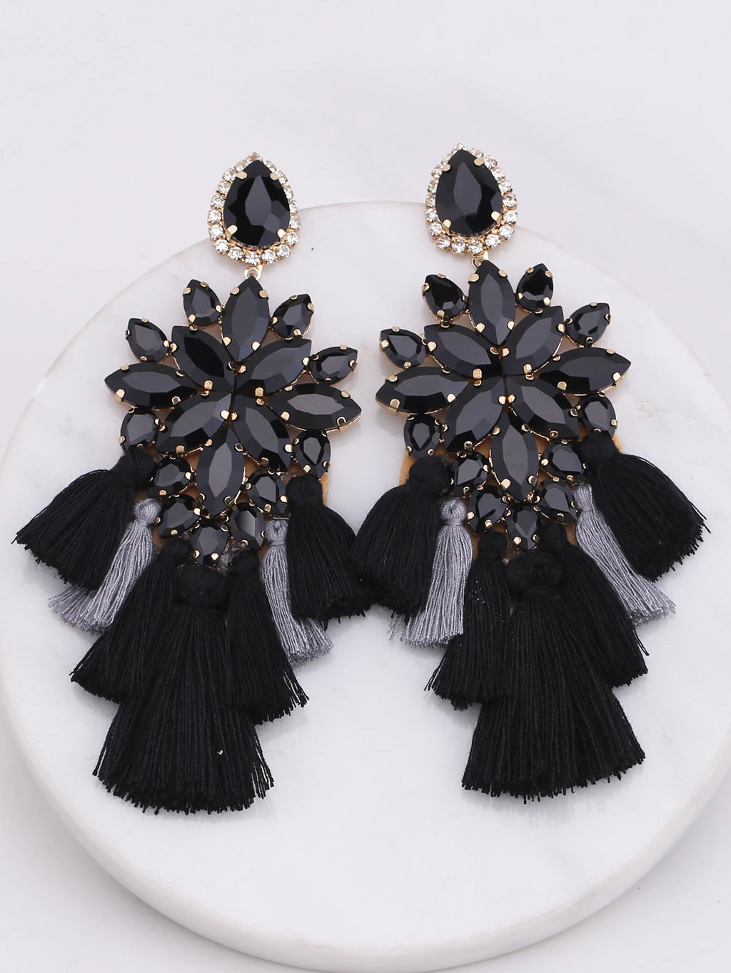 Glass Fringe Drop Earrings | Clip or Pin