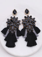 Glass Fringe Drop Earrings | Clip or Pin