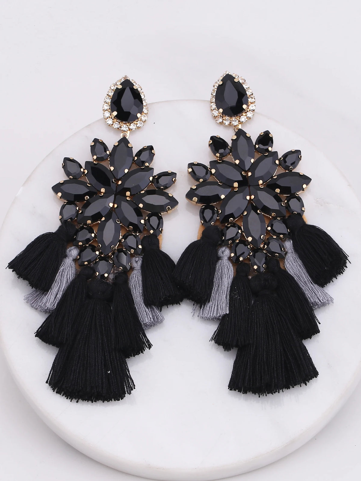 Glass Fringe Drop Earrings | Clip or Pin