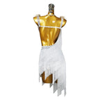 Crystal Tassel Latin Dance Dress with Accessories Set — White