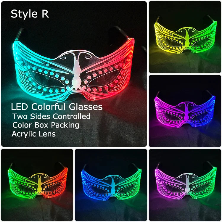 LED Acrylic Visor Glasses | 12-Mode Light-Up Rave Eyewear