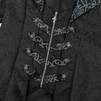 Jacquard Trench Coat | Gothic Medieval | Black & Maroon