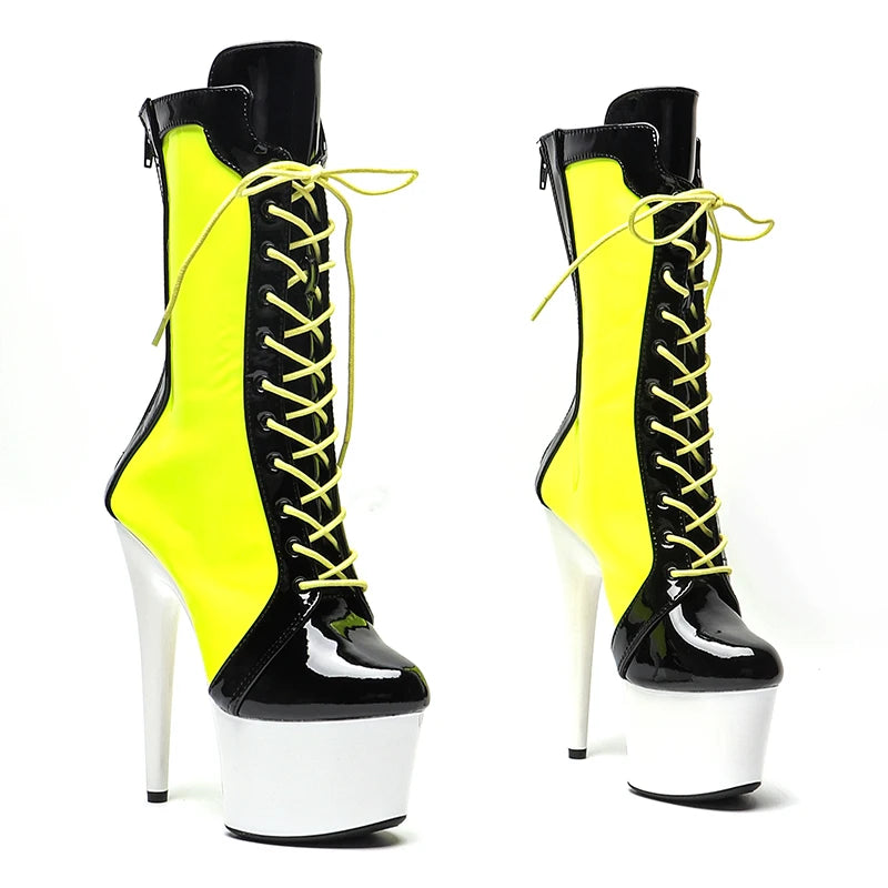 7-Inch Patent Ankle Boots - Lace-Up Dance Boots