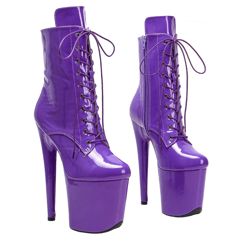 8-Inch Patent Platform Ankle Boots | Multi-Color
