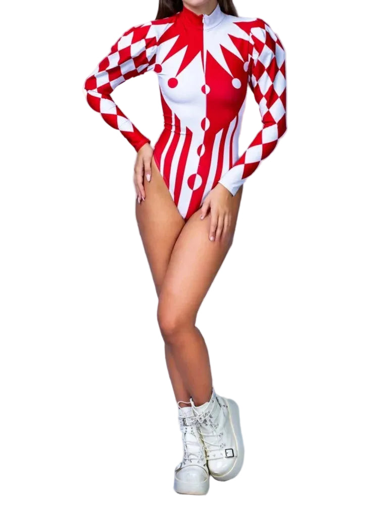 Harlequin Bodysuit | Diamond Print | Clown & Circus Stage Costume