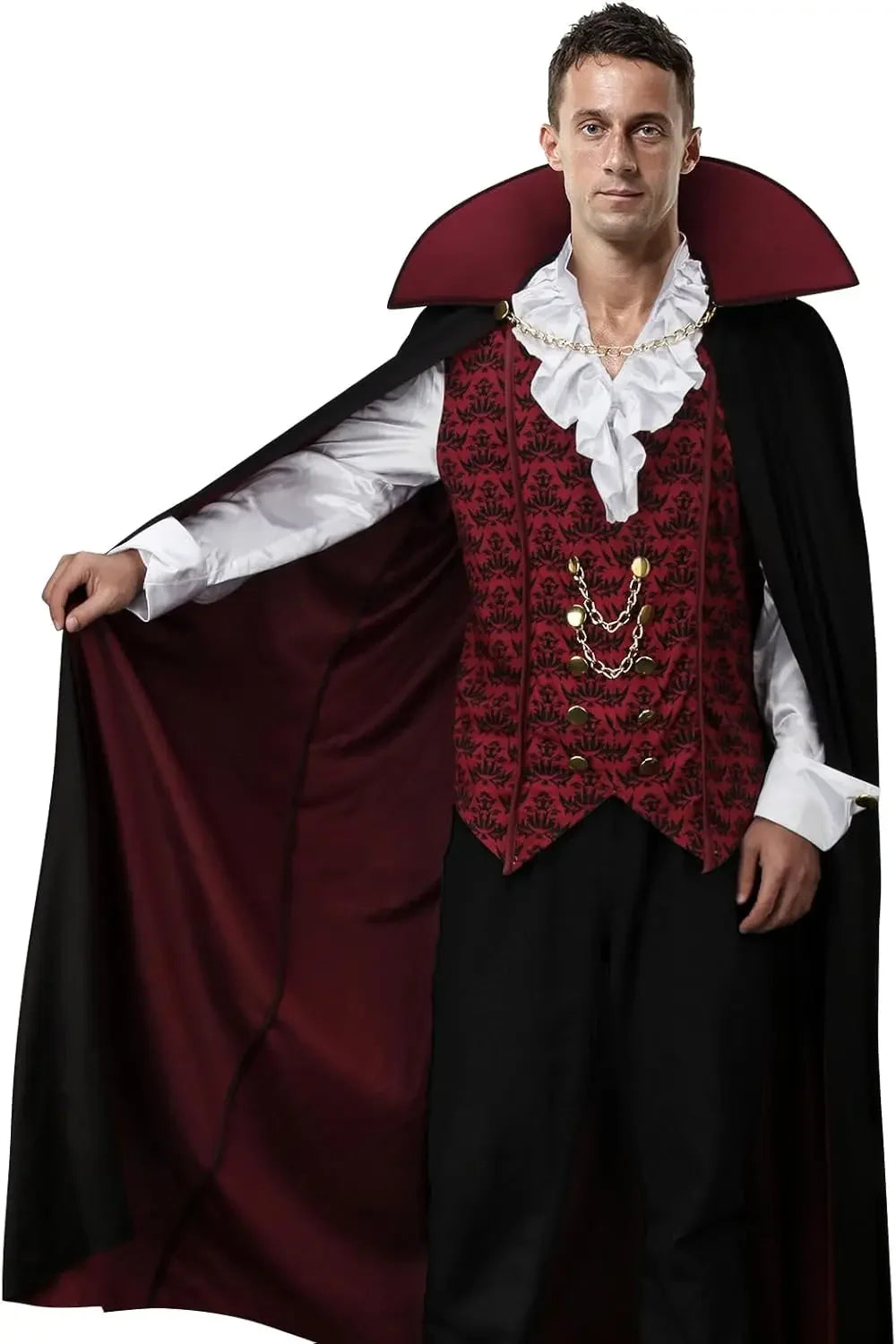 Men's Vampire Costume | Gothic Vest Shirt & Cape