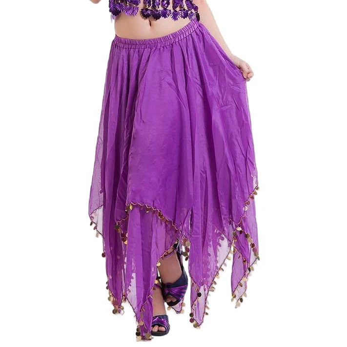 Belly Dance Chiffon Skirt | Sequin Trim | 11 Colors