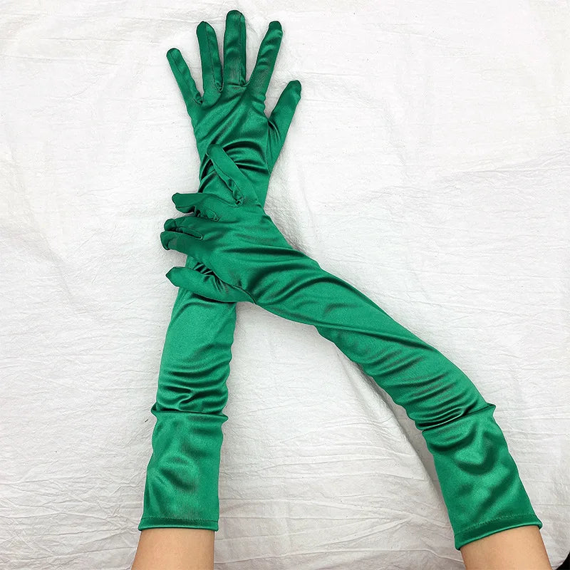 Elbow-Length Satin Gloves | Stagewear