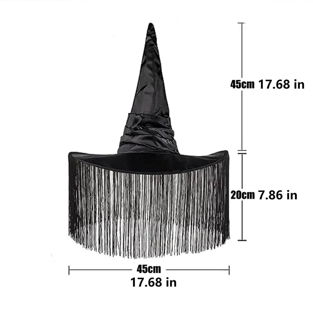 Witch Hat | Wide Brim Tassel | Gothic & Halloween