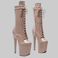 20CM Shiny Patent Platform Ankle Boots - 8 Inch High Heel Pole Dance Boots