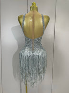 Silver Diamond Tassel Bodysuit | Stage & Club