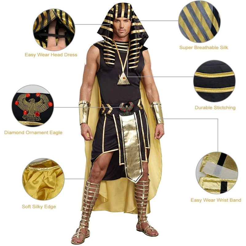 Men's Egyptian Costume | Seven-Piece Pharaoh Set