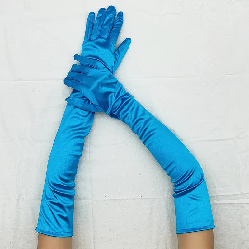 Elbow-Length Satin Gloves | Stagewear