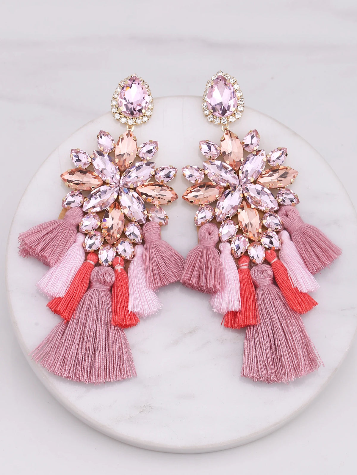 Glass Fringe Drop Earrings | Clip or Pin