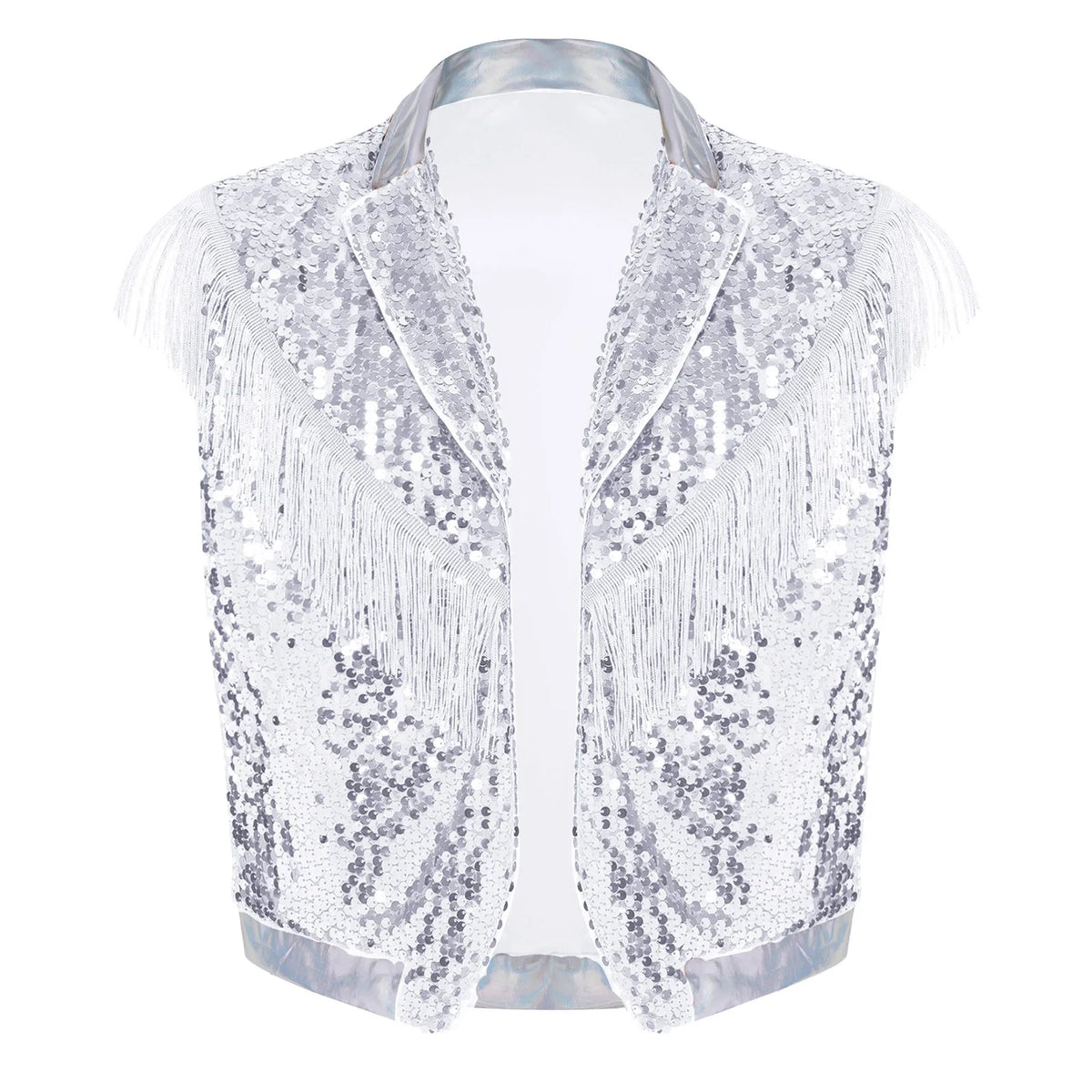 Men's Sequin Vest | Metallic Fringe