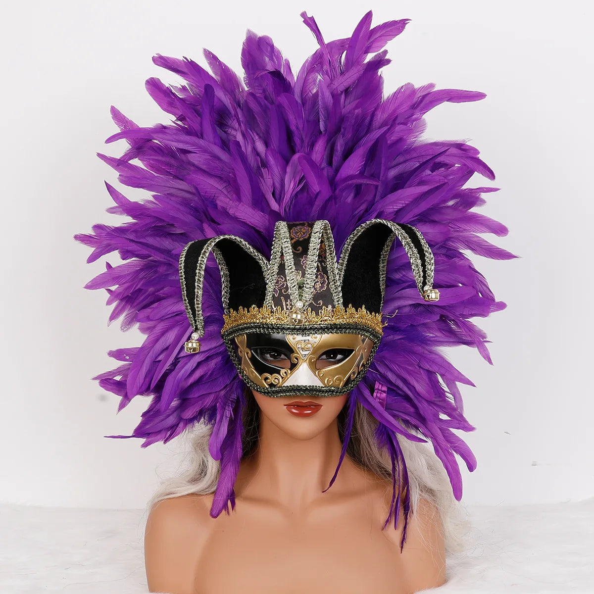 Feather Masquerade Mask | Jester Crown