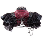 Gothic Lace & Faux Leather Bolero | Chains & Rivets | Steampunk Jacket