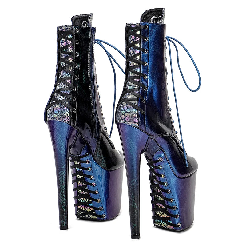 8-Inch Snakeskin Platform Ankle Boots - Exotic High Heel Performance Boots