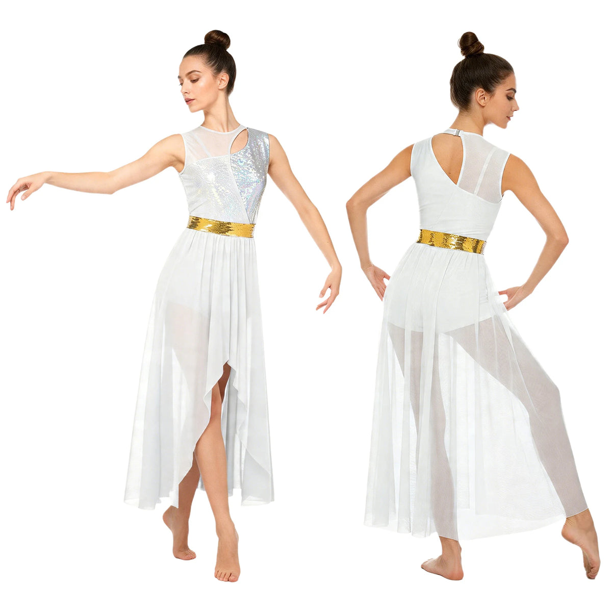 Lyrical Dance Dress | Rhinestone Asymmetric Skirt