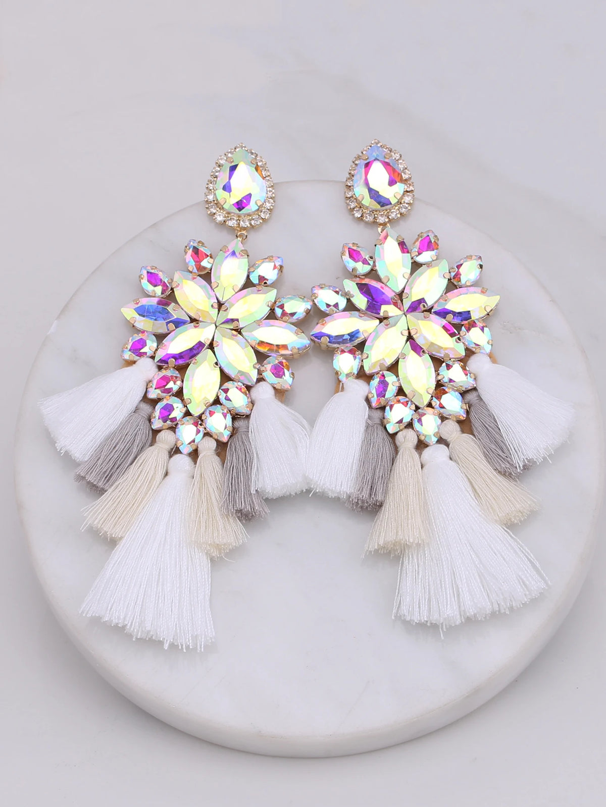 Glass Fringe Drop Earrings | Clip or Pin