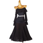 Black Off-Shoulder Ballroom Dress | White Sash | XXS-XXL