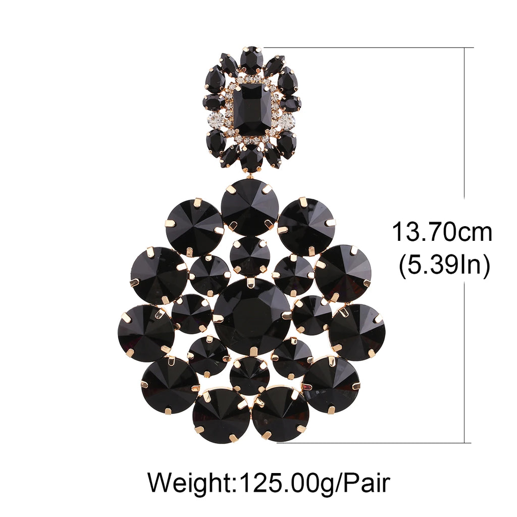 Rhinestone Drop Earrings | Round Sparkle | Clip or Pin