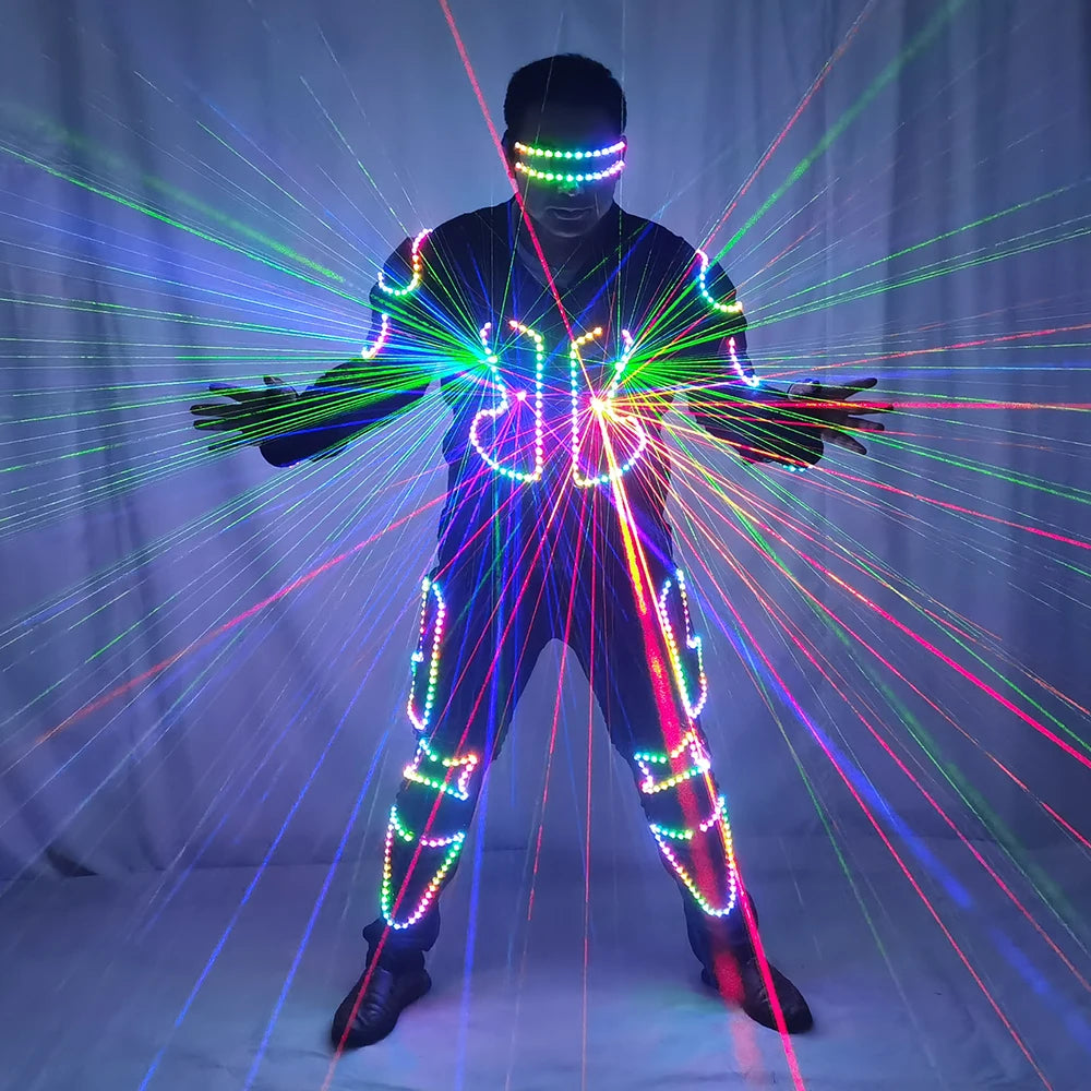 LED Robot Laser Armor Suit - RGB Performance Costume with Laser Effects