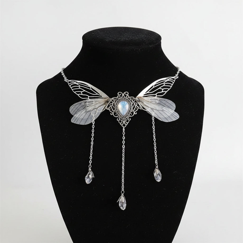 Fairy Wing Crystal Necklace | Faerie Charm | 7 Colors