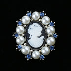 Victorian Pearl Cameo Brooch | Portrait Pin | Wedding & Stage