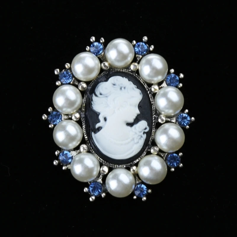 Victorian Pearl Cameo Brooch | Portrait Pin | Wedding & Stage