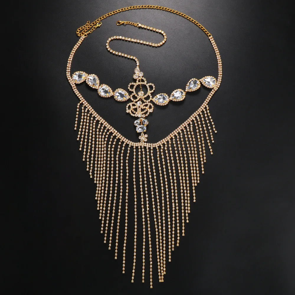 Dazzling Rhinestone Fringe Face Mask - Showgirl, Festival & Performance Accessory