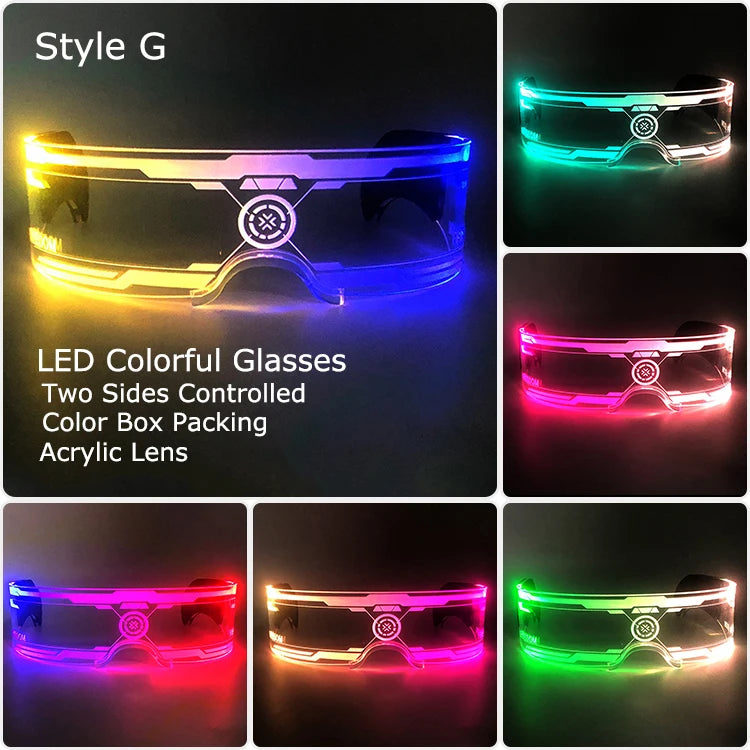 LED Acrylic Visor Glasses | 12-Mode Light-Up Rave Eyewear