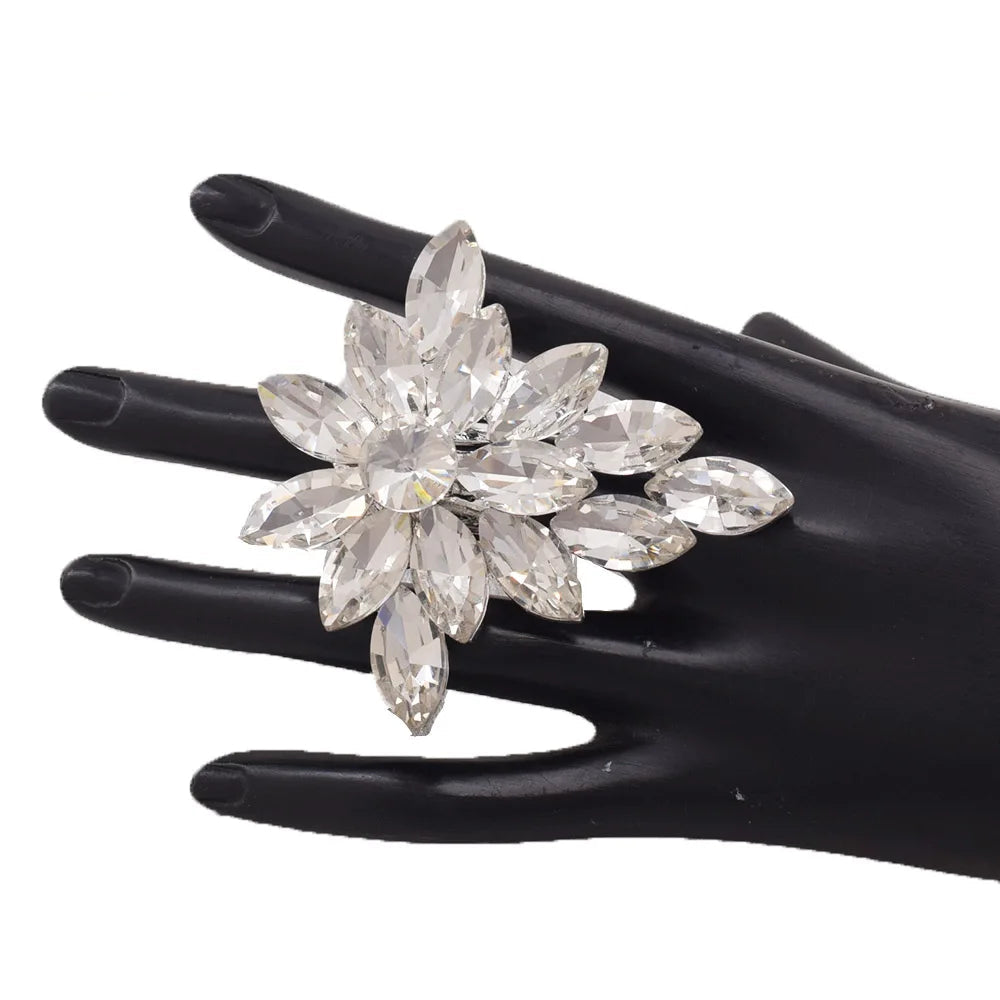 Gemstone Flower Cocktail Ring | Adjustable | 6.5cm
