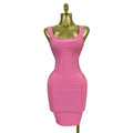 Scoop-Neck Bandage Mini Dress | Bodycon | Hot Pink