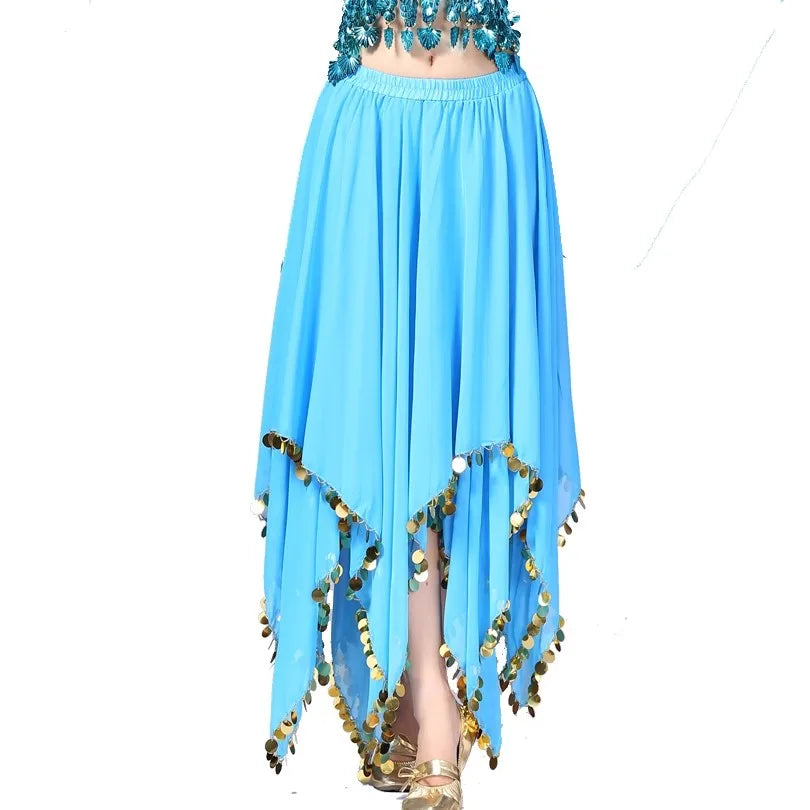 Belly Dance Chiffon Skirt | Sequin Trim | 11 Colors