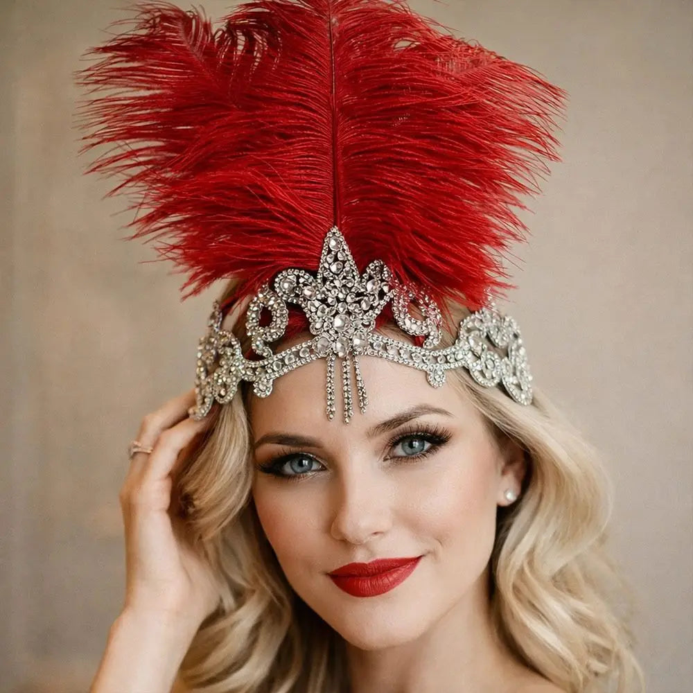 Flapper Headpiece | Rhinestones & Feathers