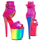 20CM Platform Sandals - Shiny Open Toe High Heel Pole Dance Shoes